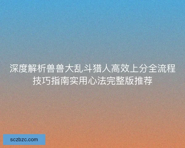 深度解析兽兽大乱斗猎人高效上分全流程技巧指南实用心法完整版推荐