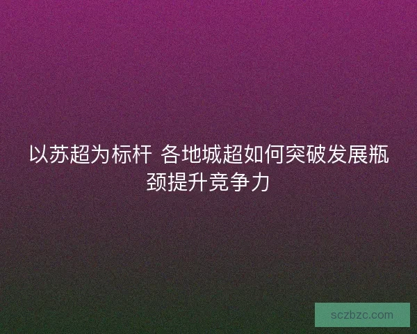 以苏超为标杆 各地城超如何突破发展瓶颈提升竞争力